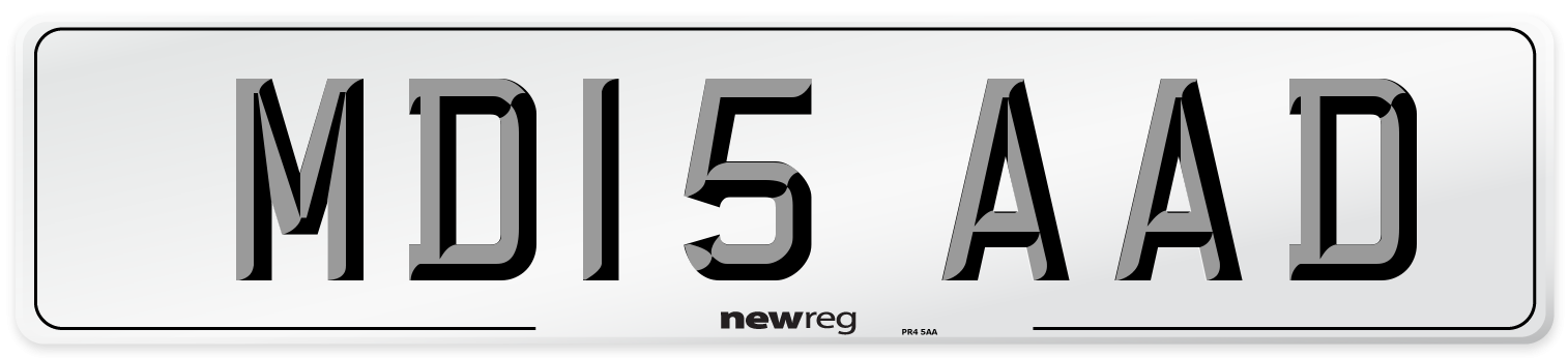 MD15 AAD Number Plate from New Reg